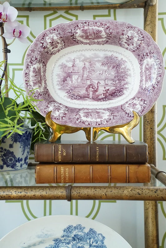Antique Small Ridgway Purple/Mulberry Oriental Platter