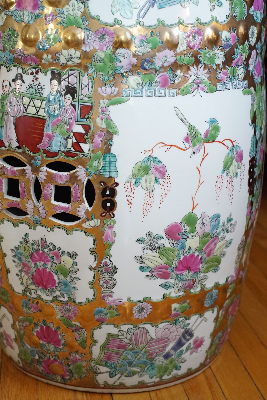 Vintage Rose Medallion Garden Stool