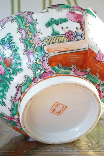 Vintage Rose Medallion Lotus Bowl