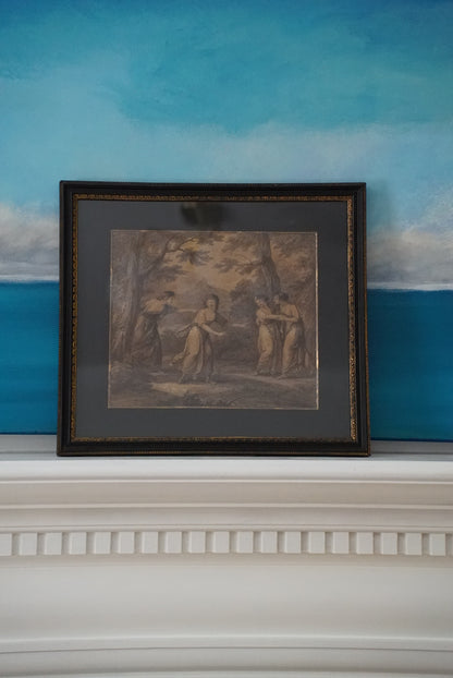 Framed Antique Print Le Colin Maillard