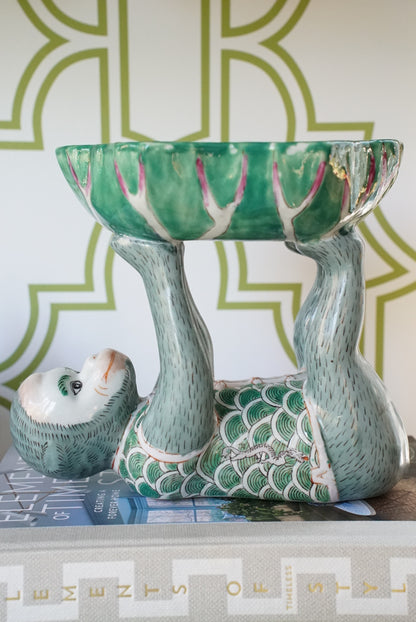 Chinoiserie Green Monkey Bowl in Dragon Vest