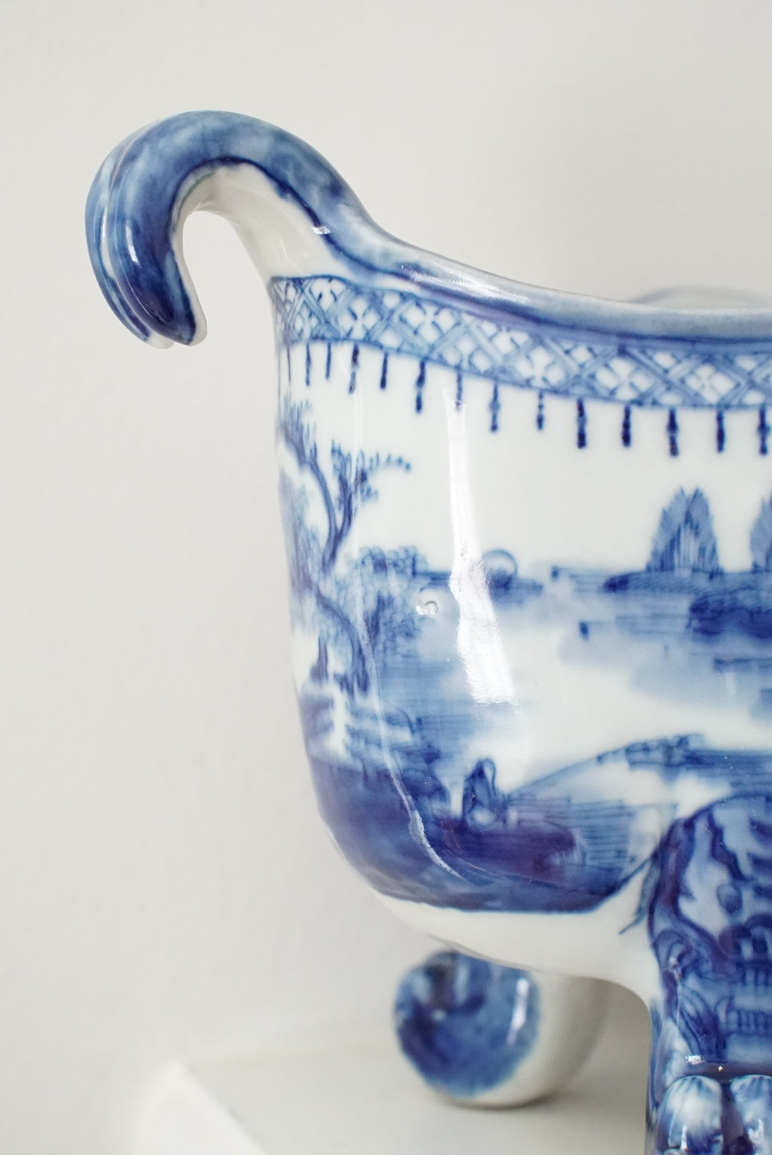 Antique Blue Canton Claw-footed Cachepot