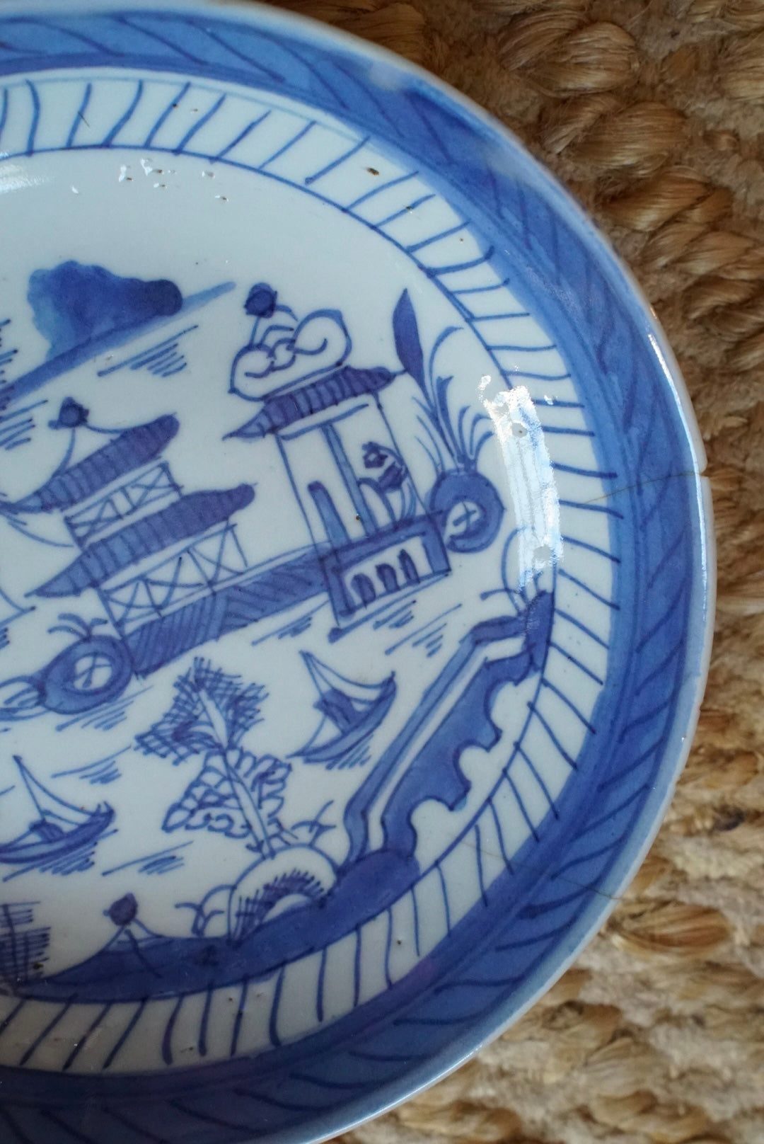 Set of 3 — Antique Blue Willow Shallow Bowl