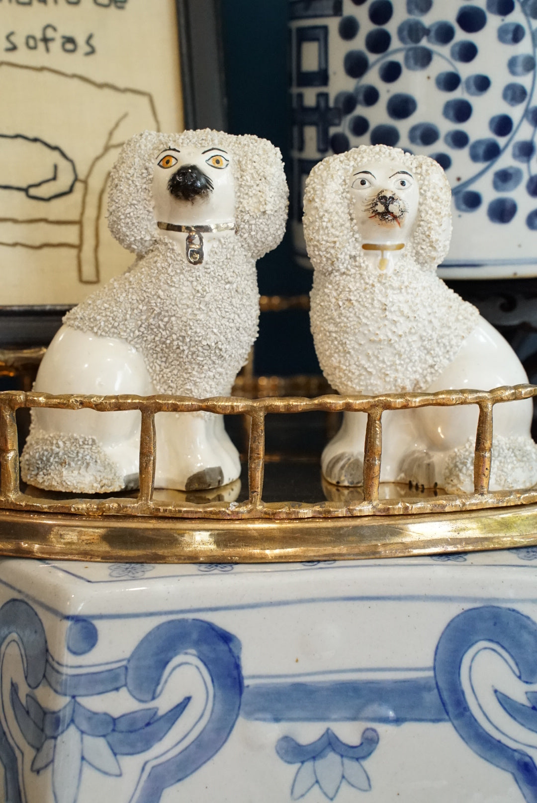 Pair of — Antique Staffordshire Confetti Poodles