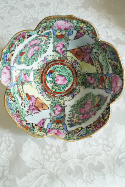 Vintage Small Rose Medallion Lotus Bowl