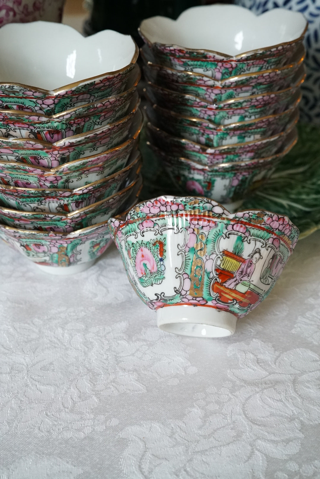 Vintage Petite Rose Medallion Lotus Bowl