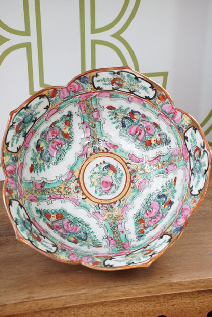 Vintage Rose Canton Lotus Bowl