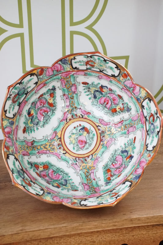 Vintage Rose Canton Lotus Bowl