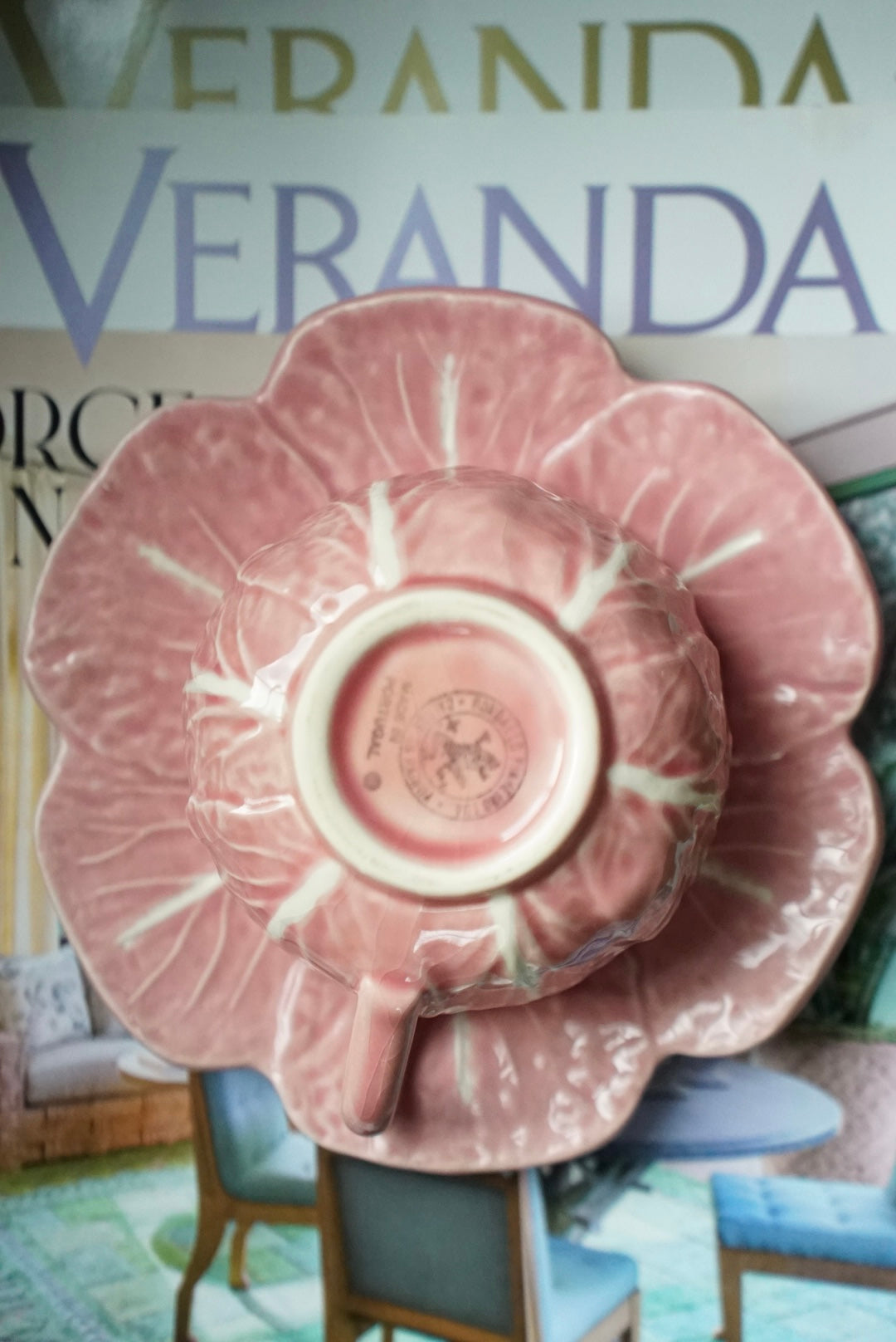 Bordallo Pinheiro Cabbage Pink Demitasse Cup and Saucer – House of