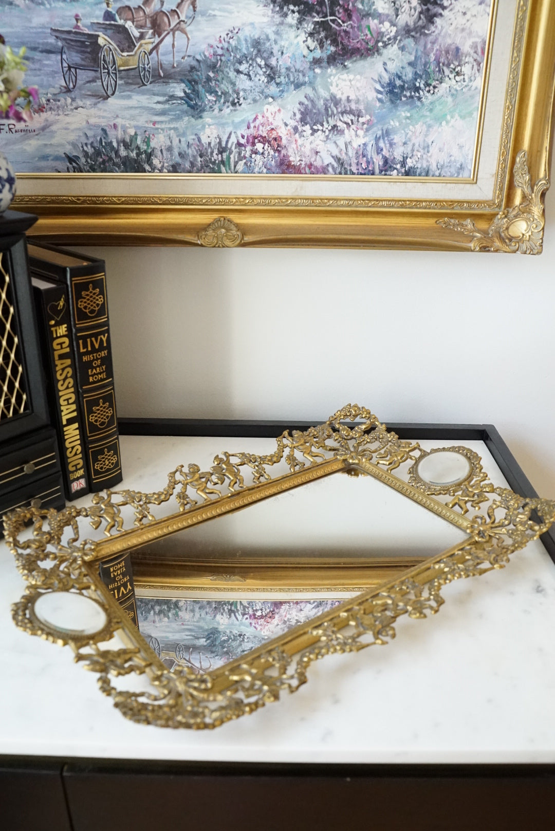 Antique French Brass Vanity Tray