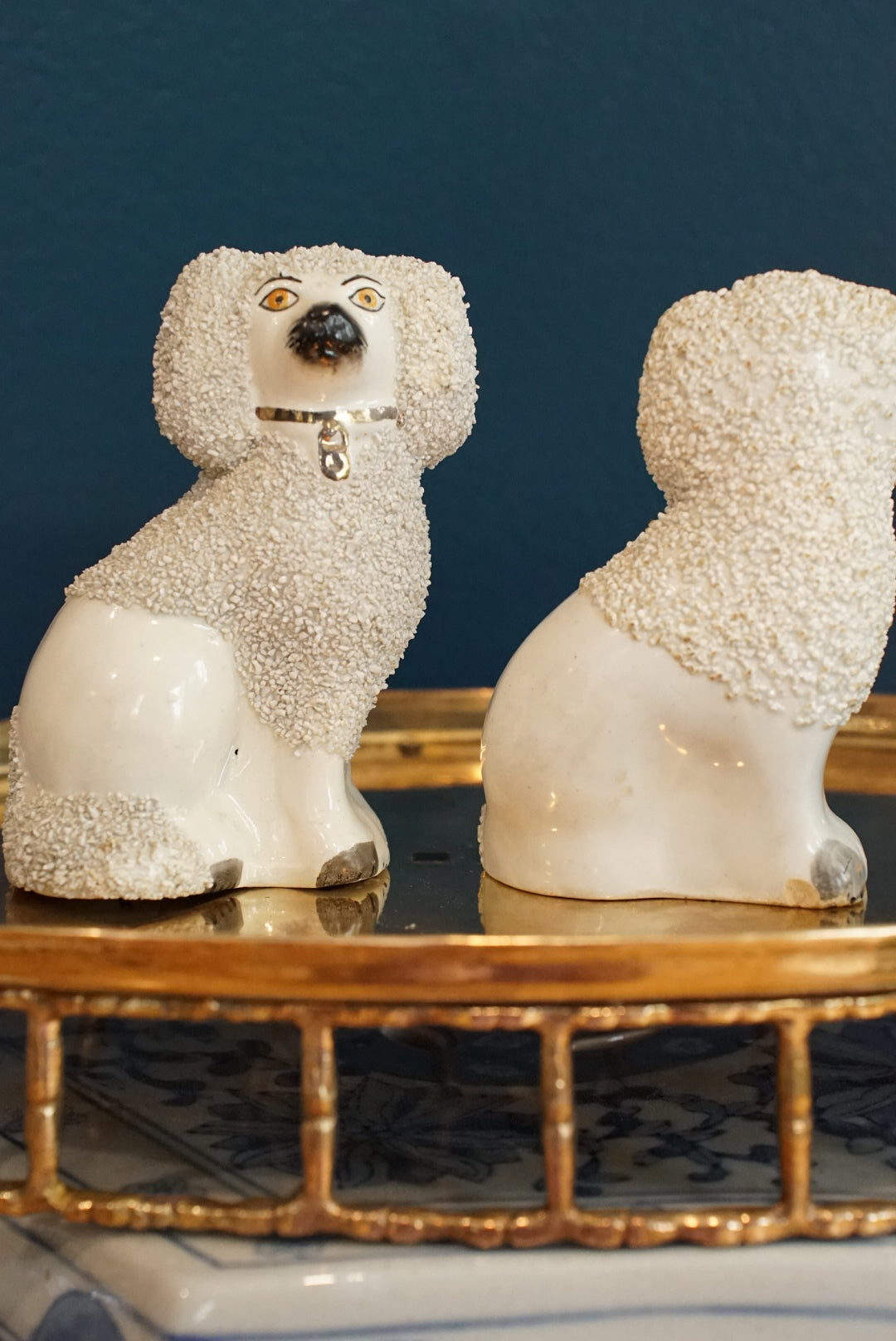 Pair of — Antique Staffordshire Confetti Poodles