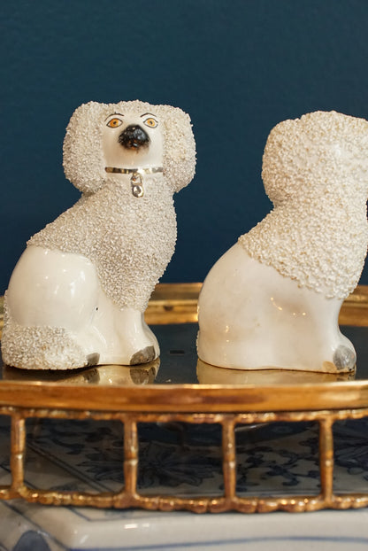 Pair of — Antique Staffordshire Confetti Poodles