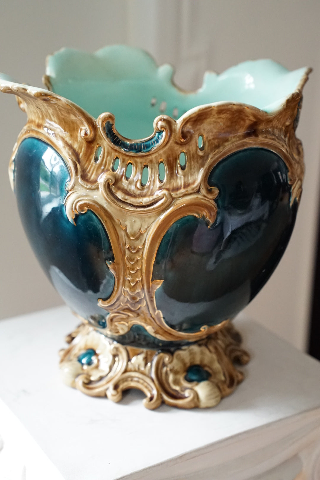 Antique Majolica Jardiniere