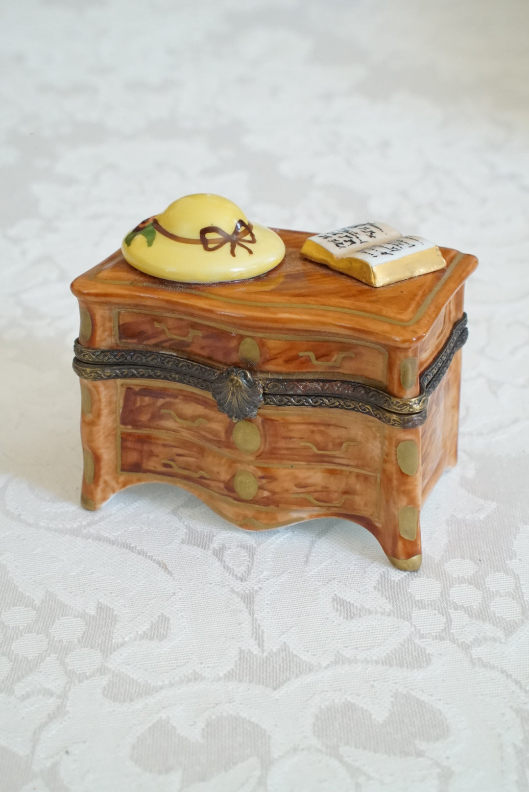 Limoges Box — Dresser with Hat, Book and Shirts