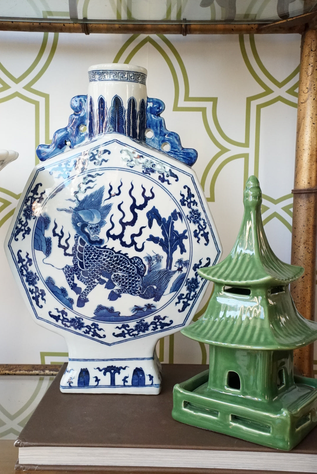 Octagon Moon Flask Vase with Qilin Motif