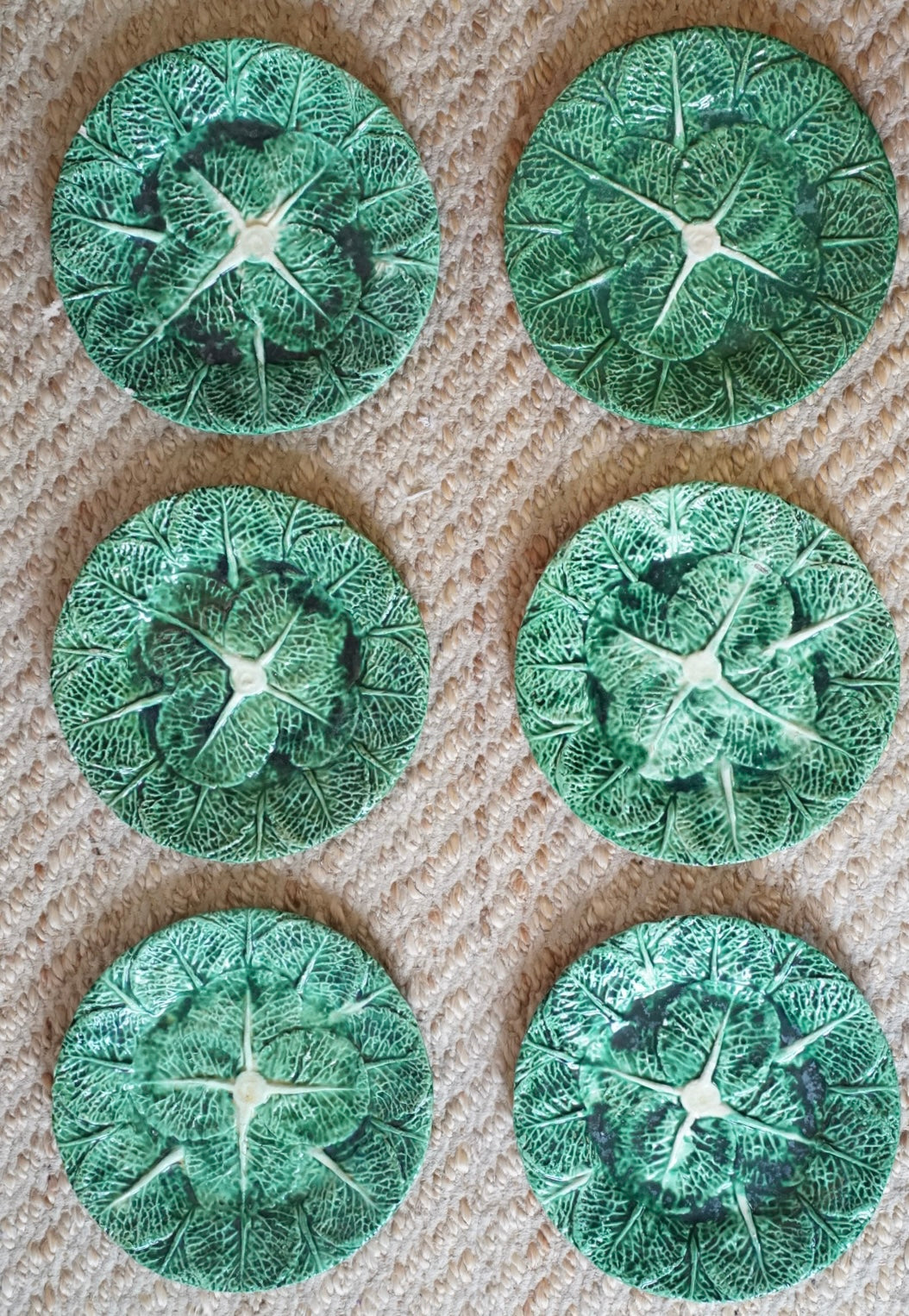 Set of 6 — Old Majolica Cabbage Plate