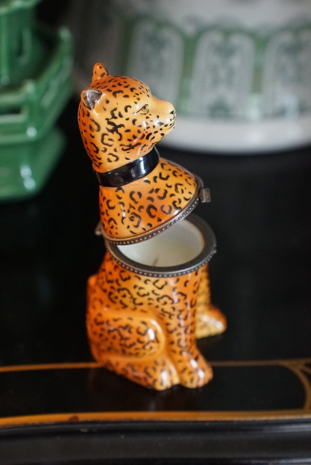 Vintage Cheetah Trinket Box with Candle