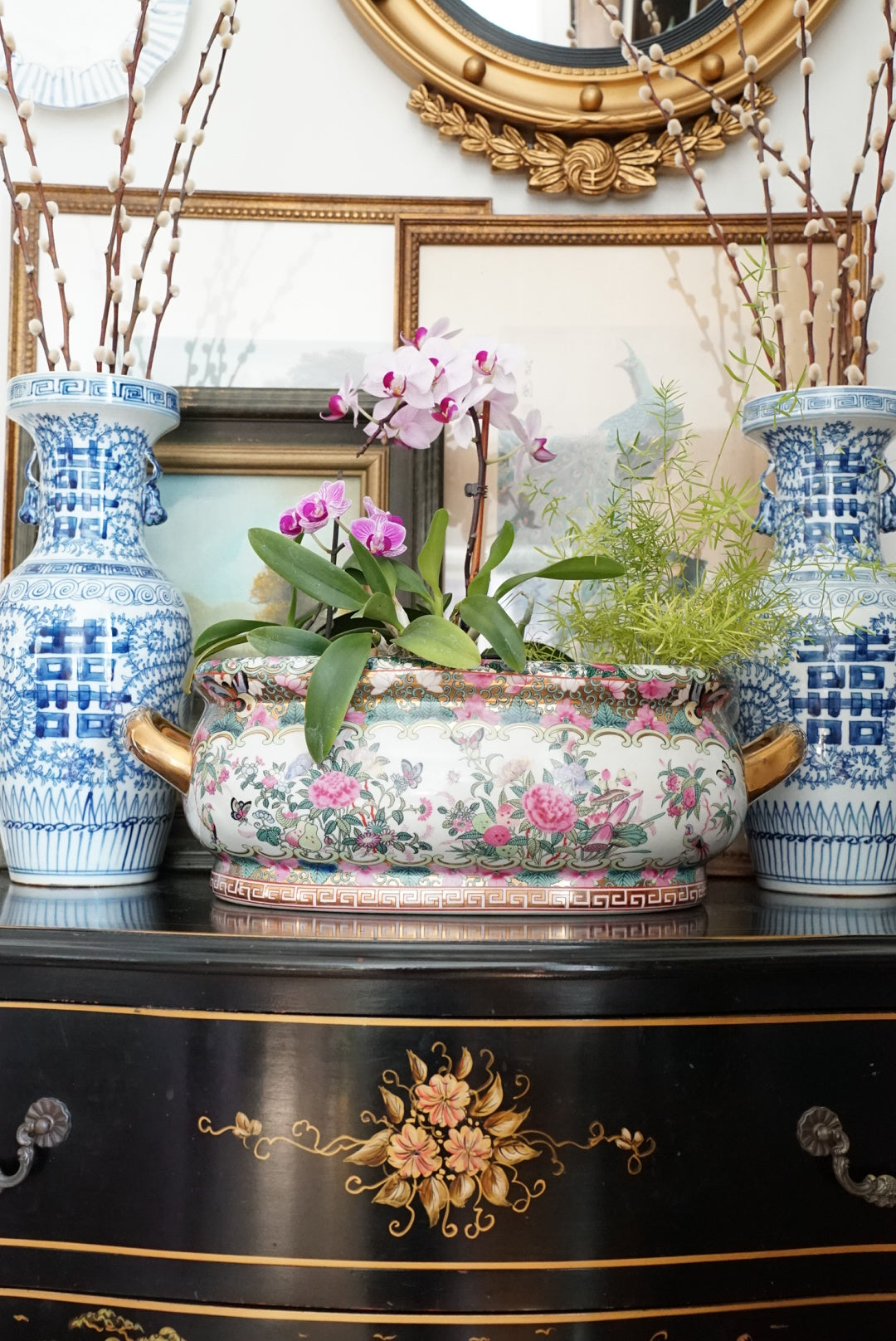 Vintage XL Rose Canton Footbath