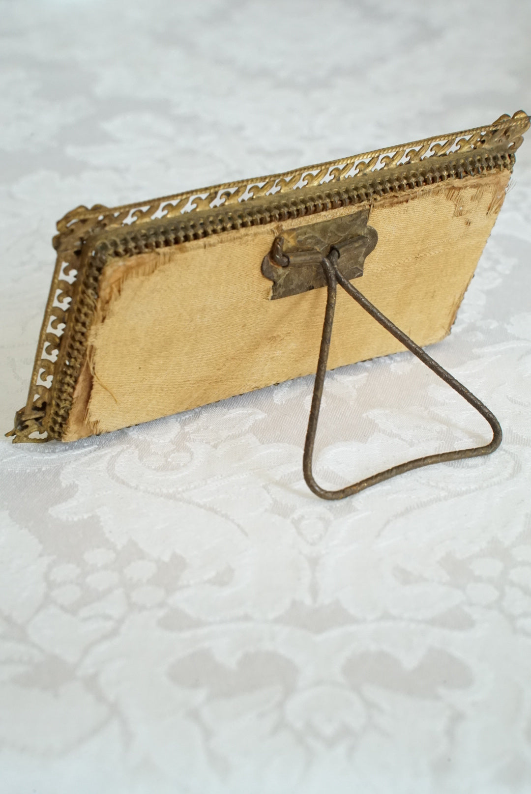 Antique French Miniature Fleur-de-Lis Frame with Print