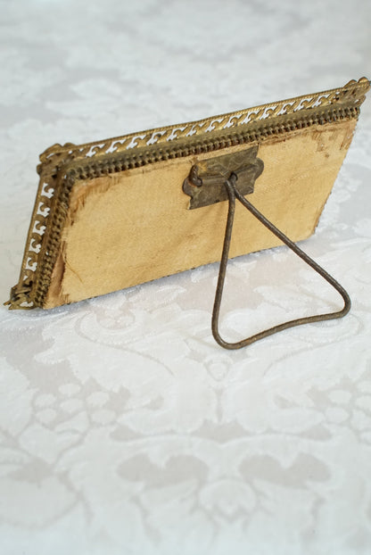 Antique French Miniature Fleur-de-Lis Frame with Print