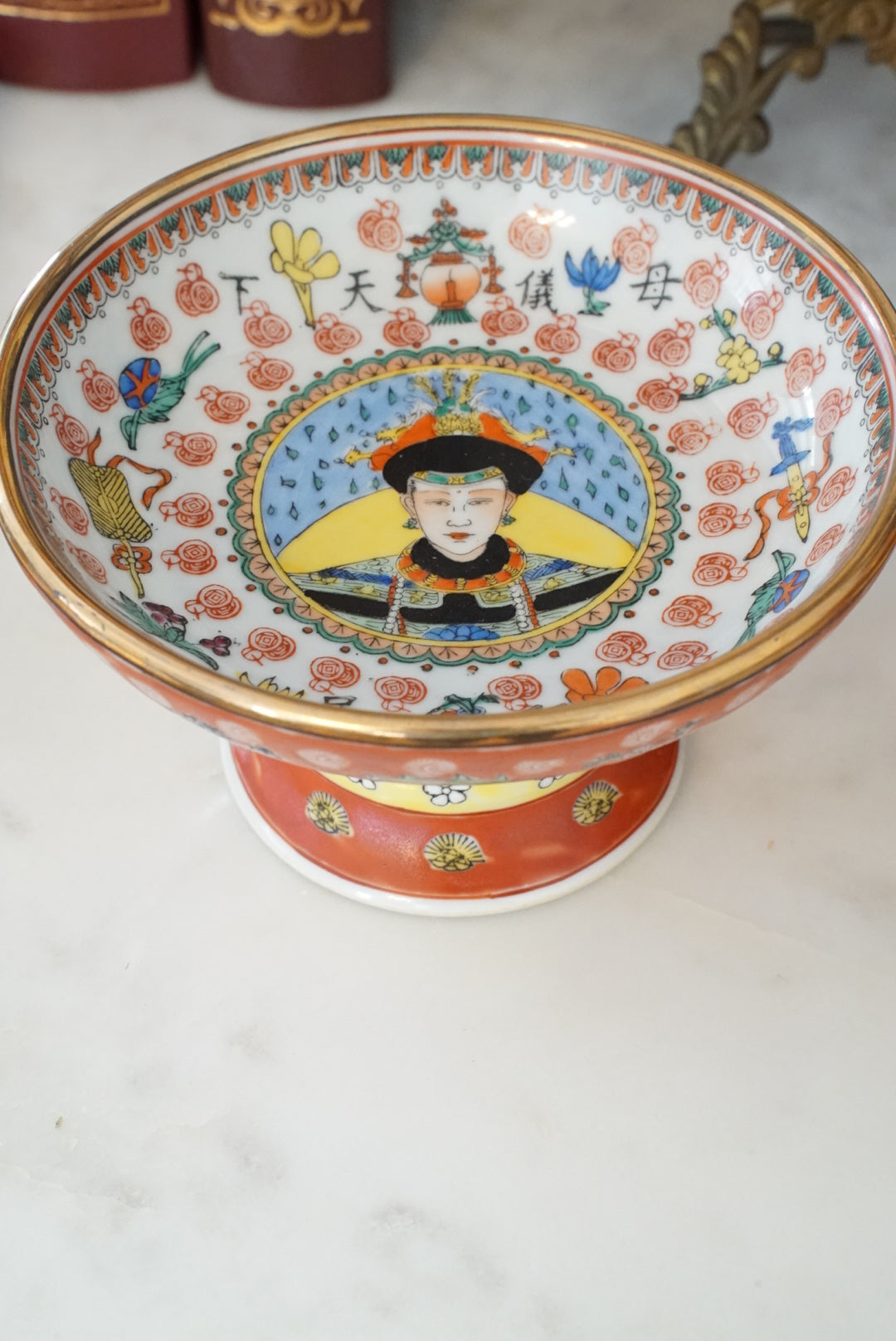 A Pair of — Vintage Ancestor Dowager Empress High Footed Offering Bowls