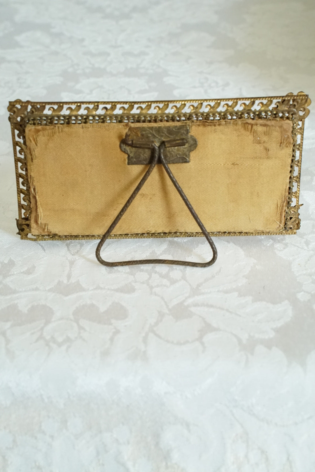 Antique French Miniature Fleur-de-Lis Frame with Print