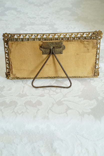 Antique French Miniature Fleur-de-Lis Frame with Print