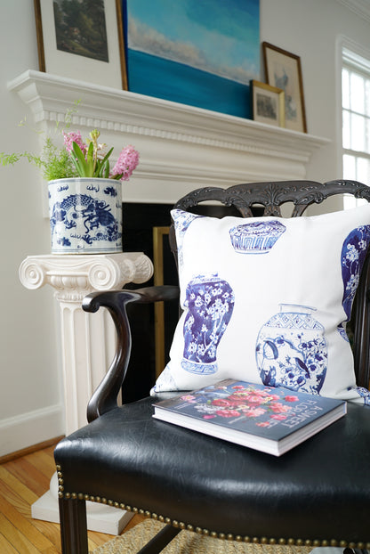 Blue and White Ginger Jars Decorative Pillow