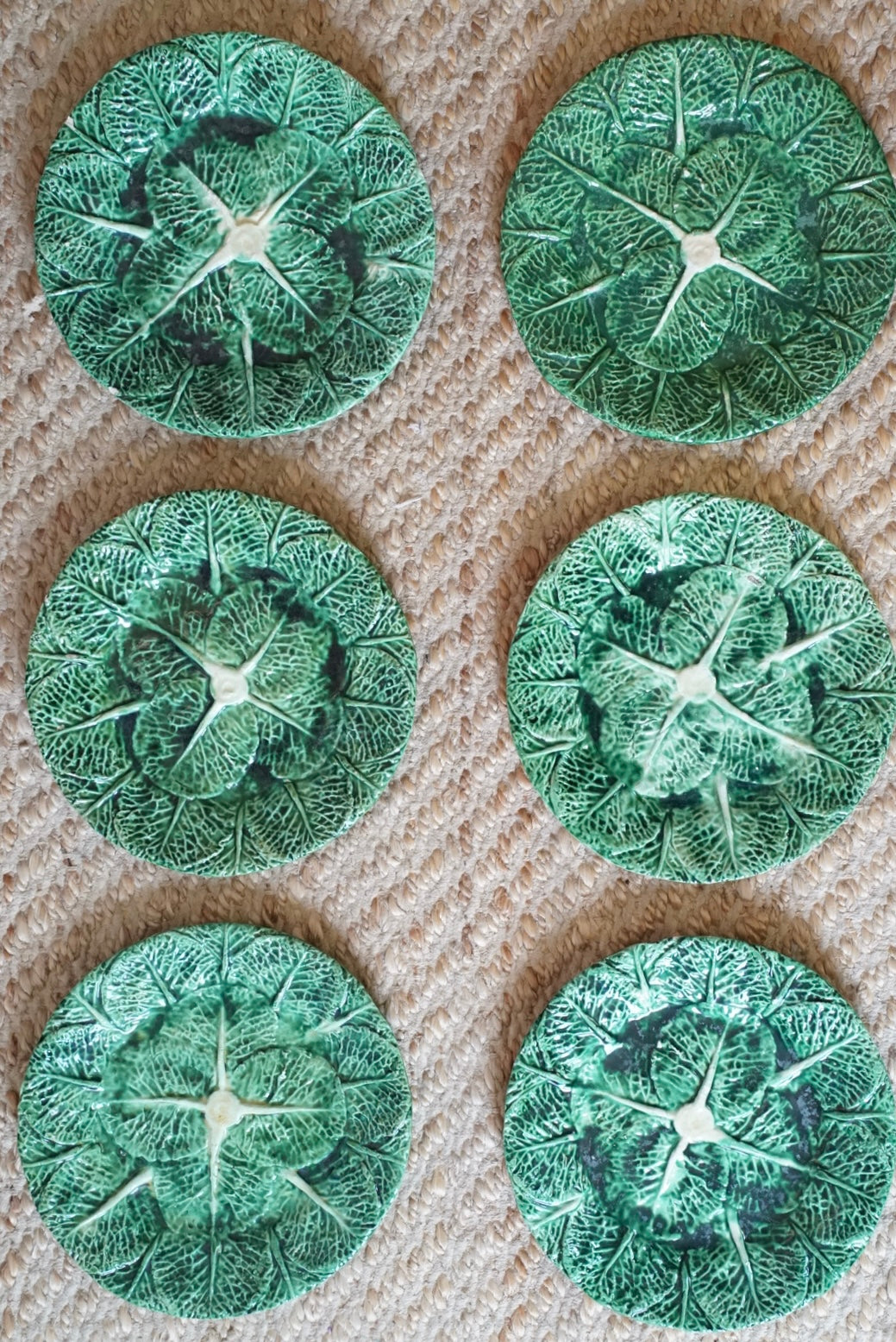Set of 6 — Old Majolica Cabbage Plate