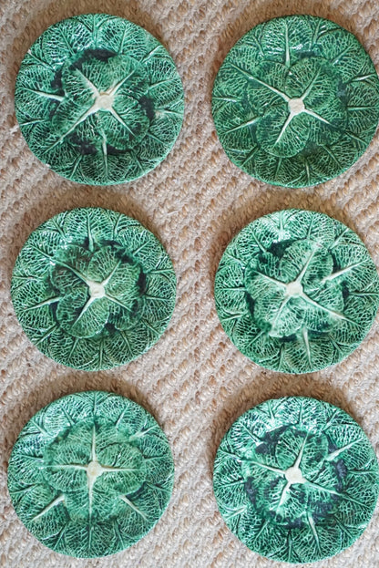 Set of 6 — Old Majolica Cabbage Plate