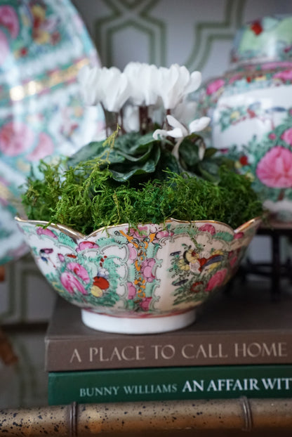 Vintage Rose Canton Lotus Bowl