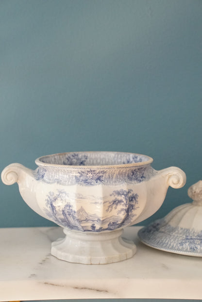 Antique Blue and White Transferware Tureen