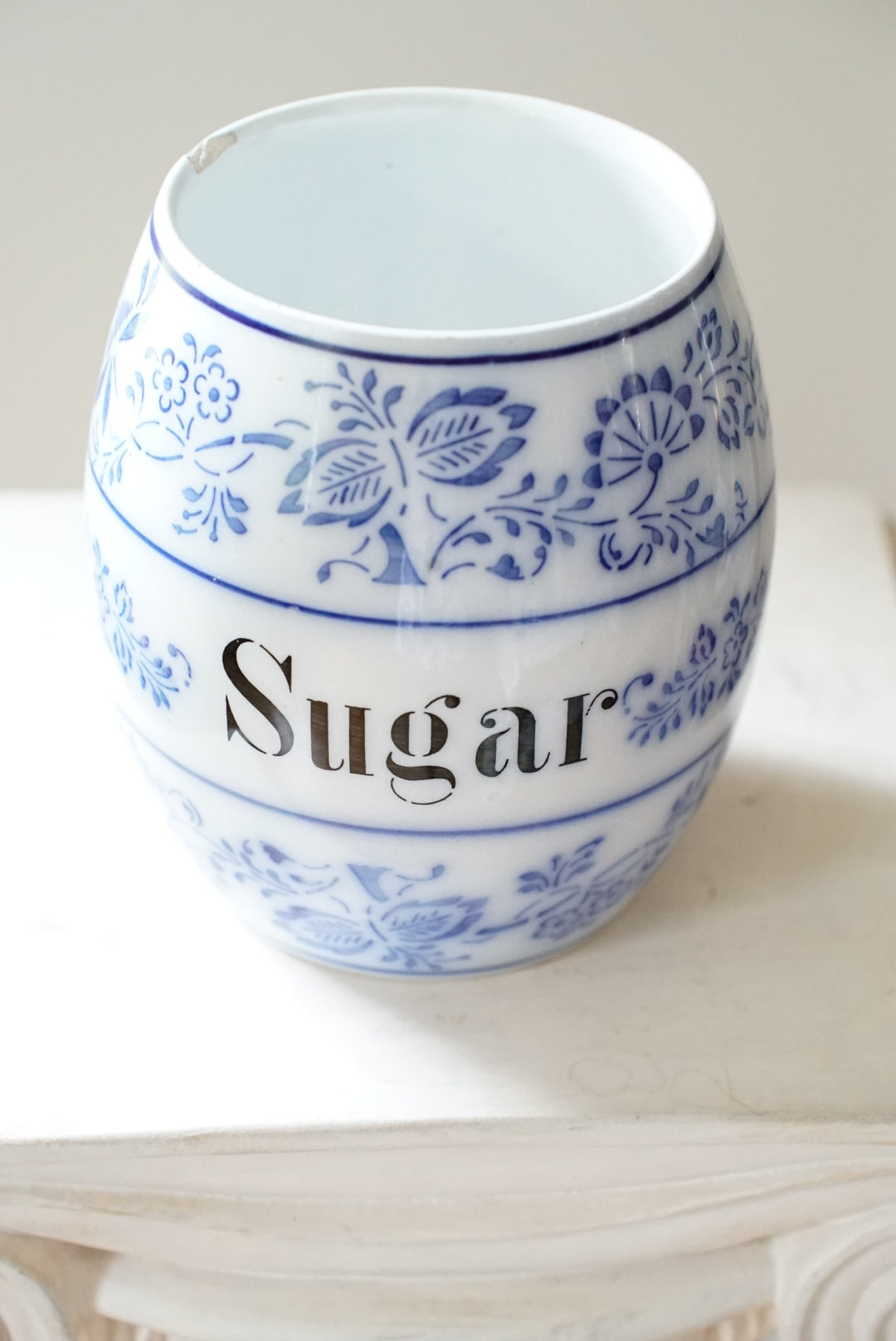 Antique Blue Onion Sugar Canister
