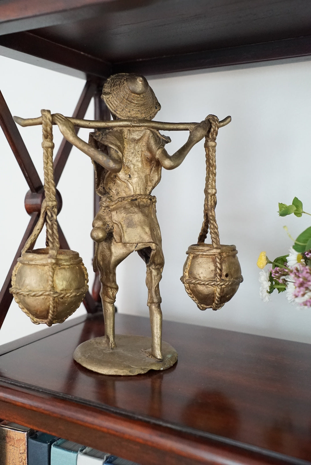 Vintage Bronze Cast Water Carrier Sculpture