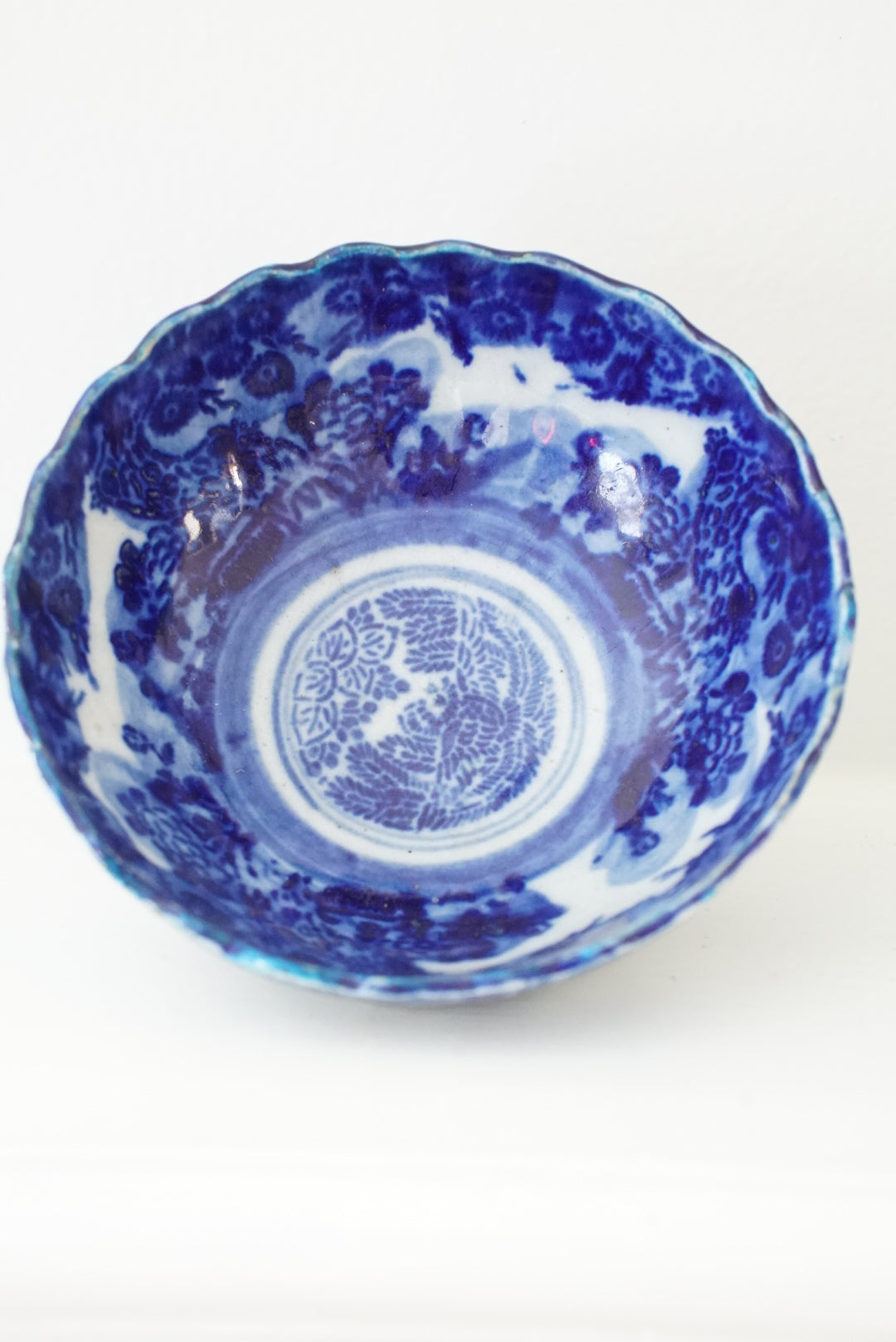 Antique Small Flow Blue Scalloped Bowl
