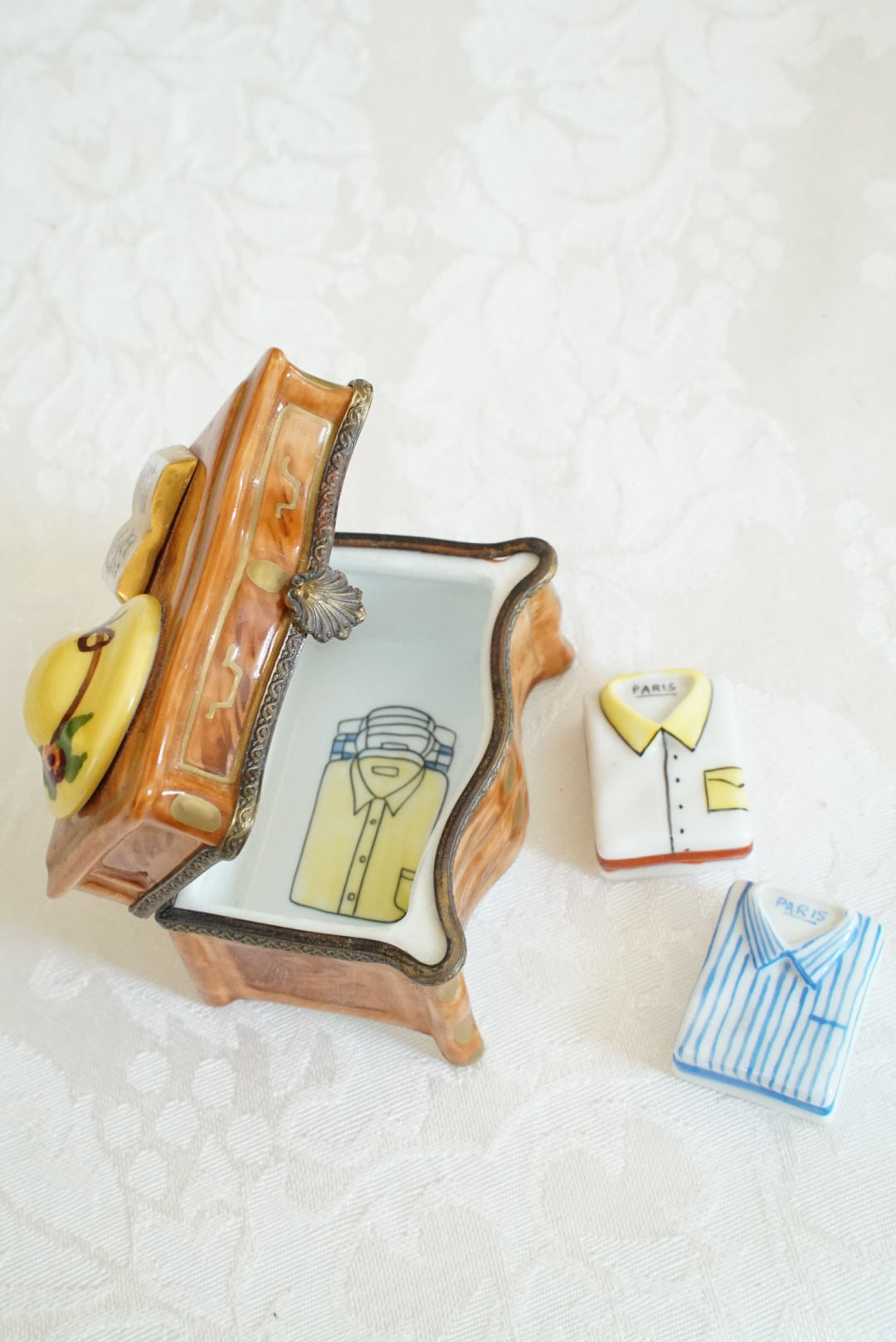 Limoges Box — Dresser with Hat, Book and Shirts