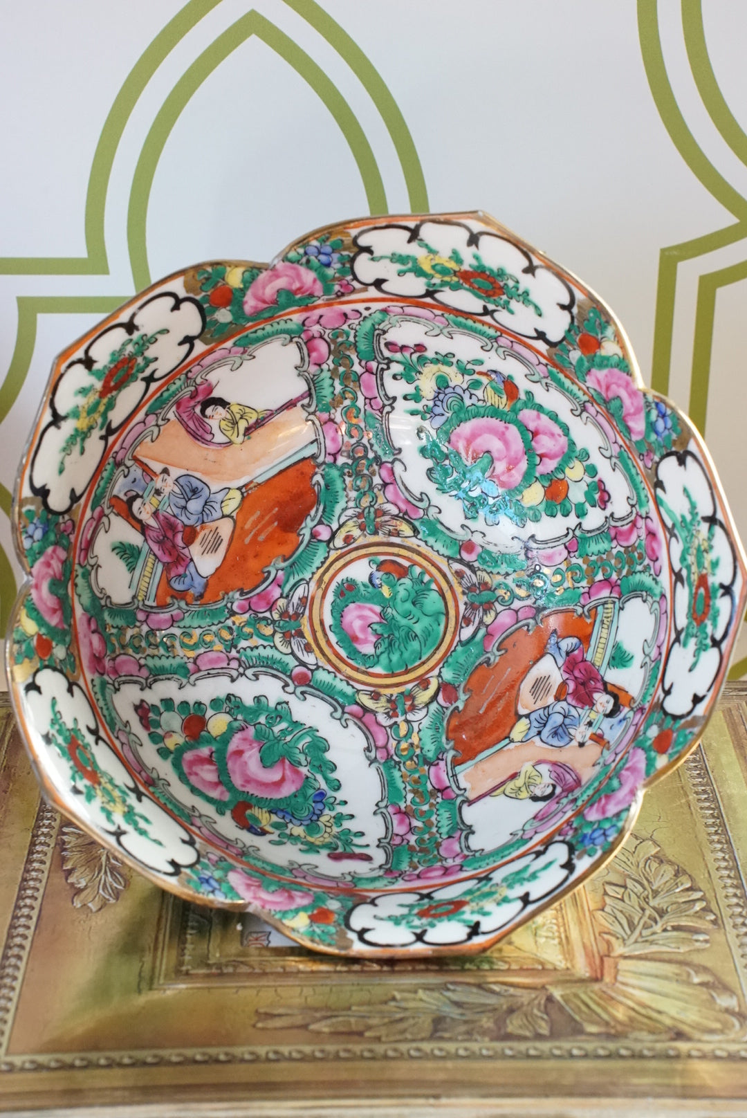 Vintage Rose Medallion Lotus Bowl