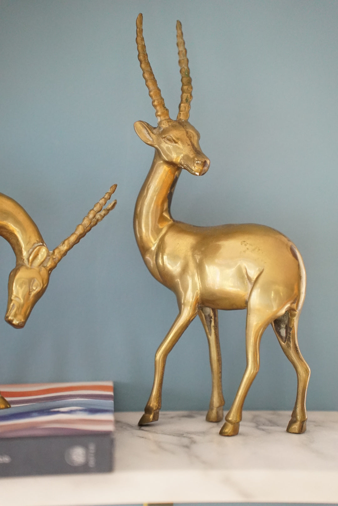 Pair of — Large Vintage Brass Gazelle