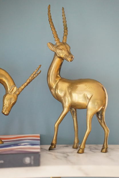 Pair of — Large Vintage Brass Gazelle