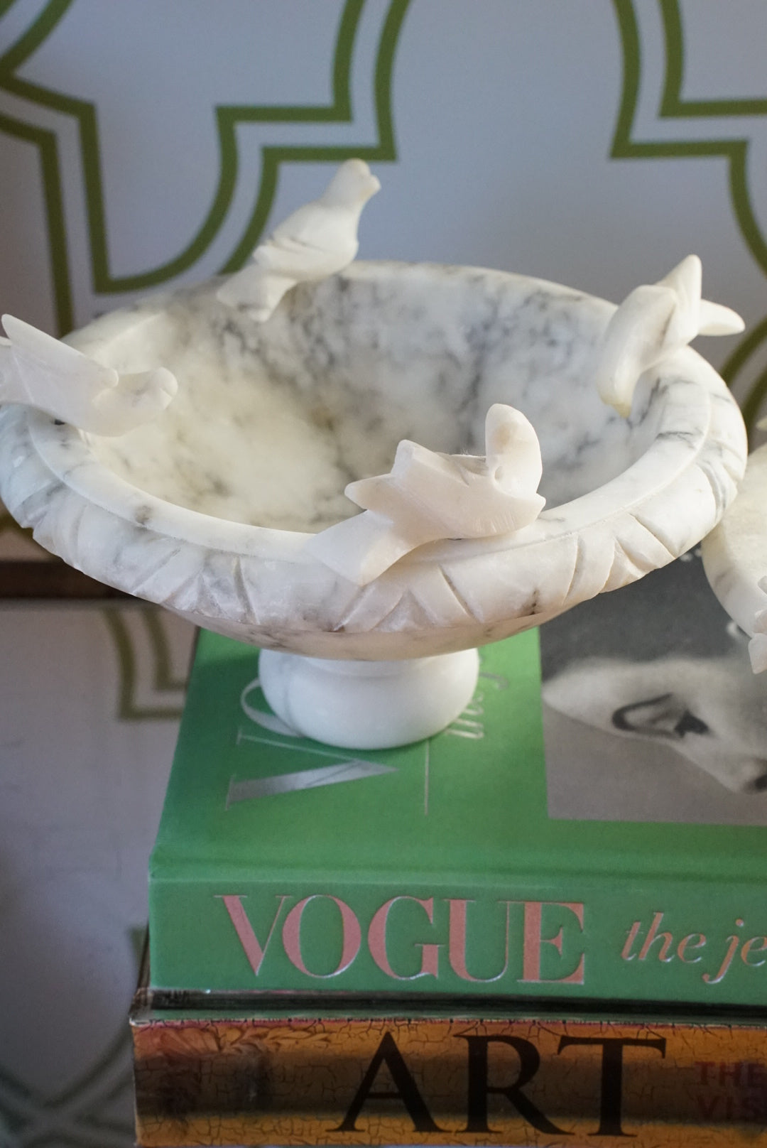 Vintage Alabaster Birdbath