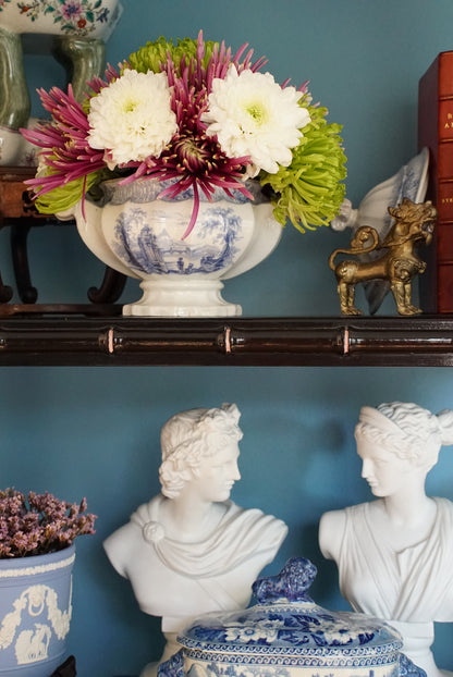 Antique Blue and White Transferware Tureen