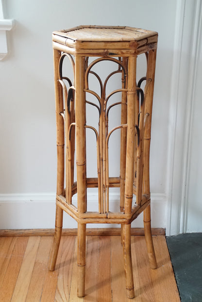 Large Tortoise Shell Burnt Bamboo Hexagonal Stand