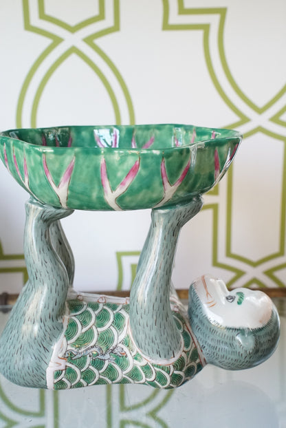 Chinoiserie Green Monkey Bowl in Dragon Vest