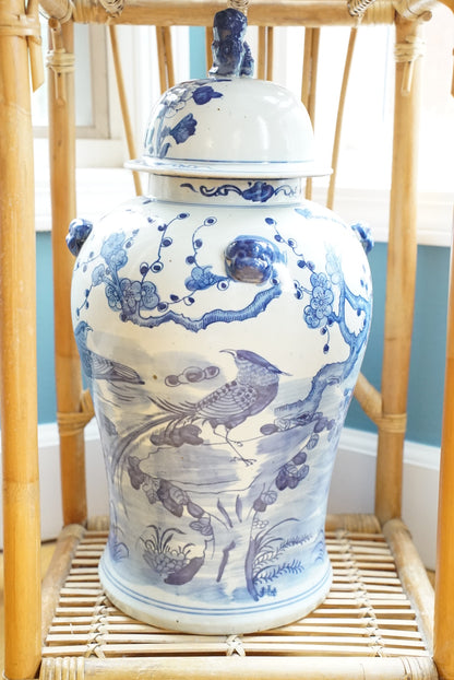 XL Blue and White Garden Temple Jar