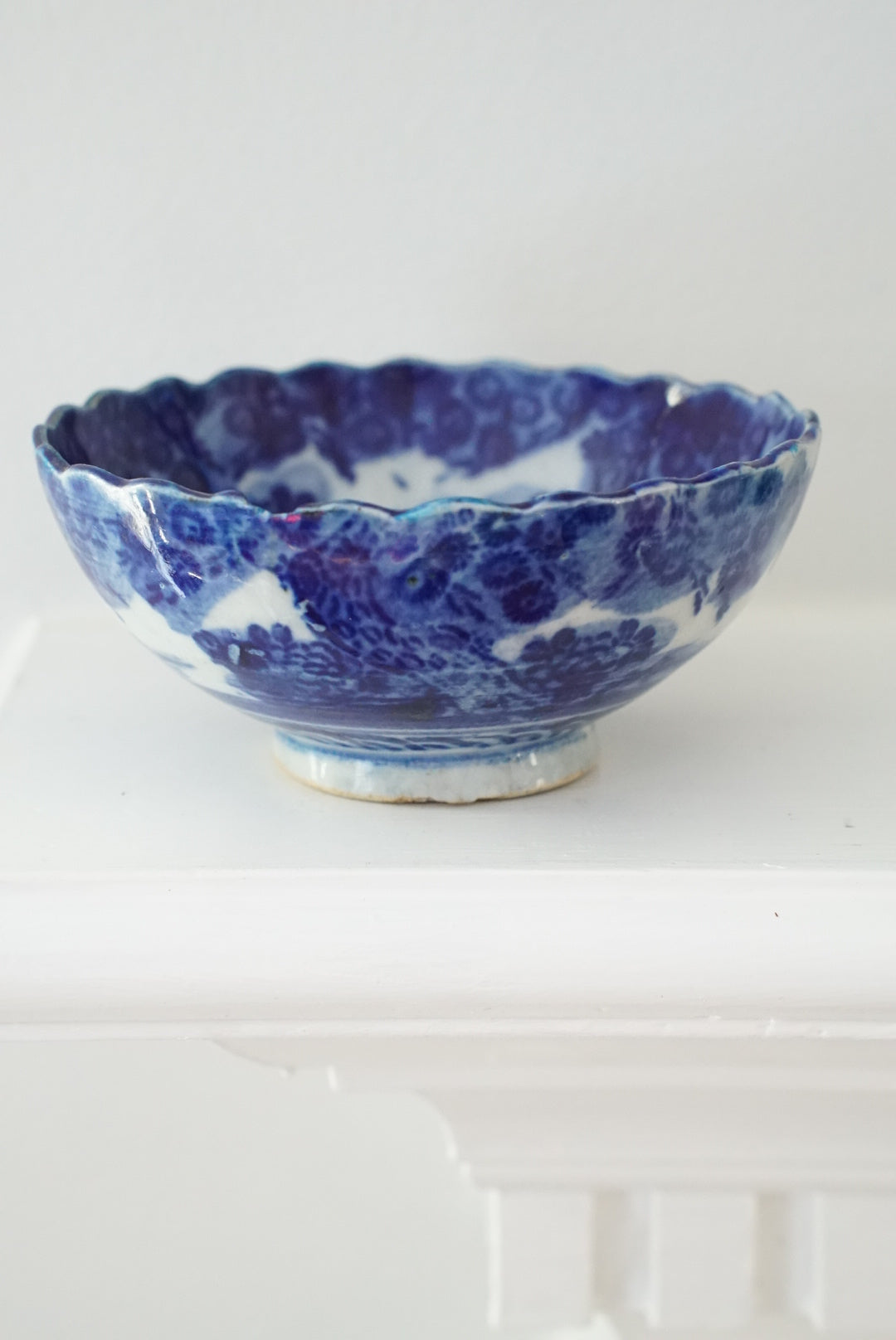 Antique Small Flow Blue Scalloped Bowl