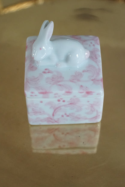 Vintage Pink Bunny Trinket Box