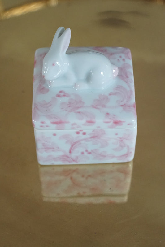 Vintage Pink Bunny Trinket Box