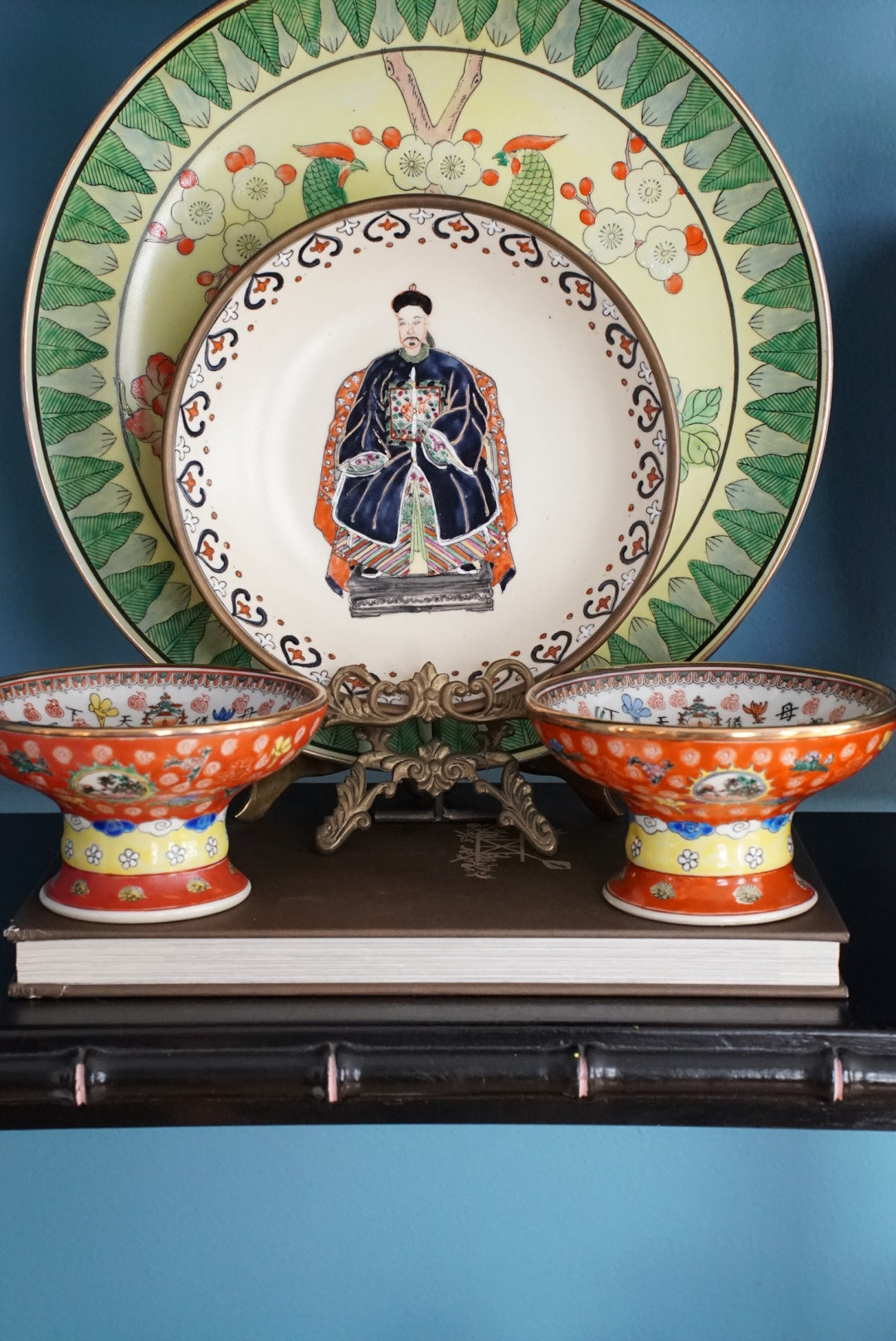 A Pair of — Vintage Ancestor Dowager Empress High Footed Offering Bowls