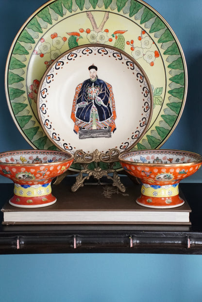 A Pair of — Vintage Ancestor Dowager Empress High Footed Offering Bowls