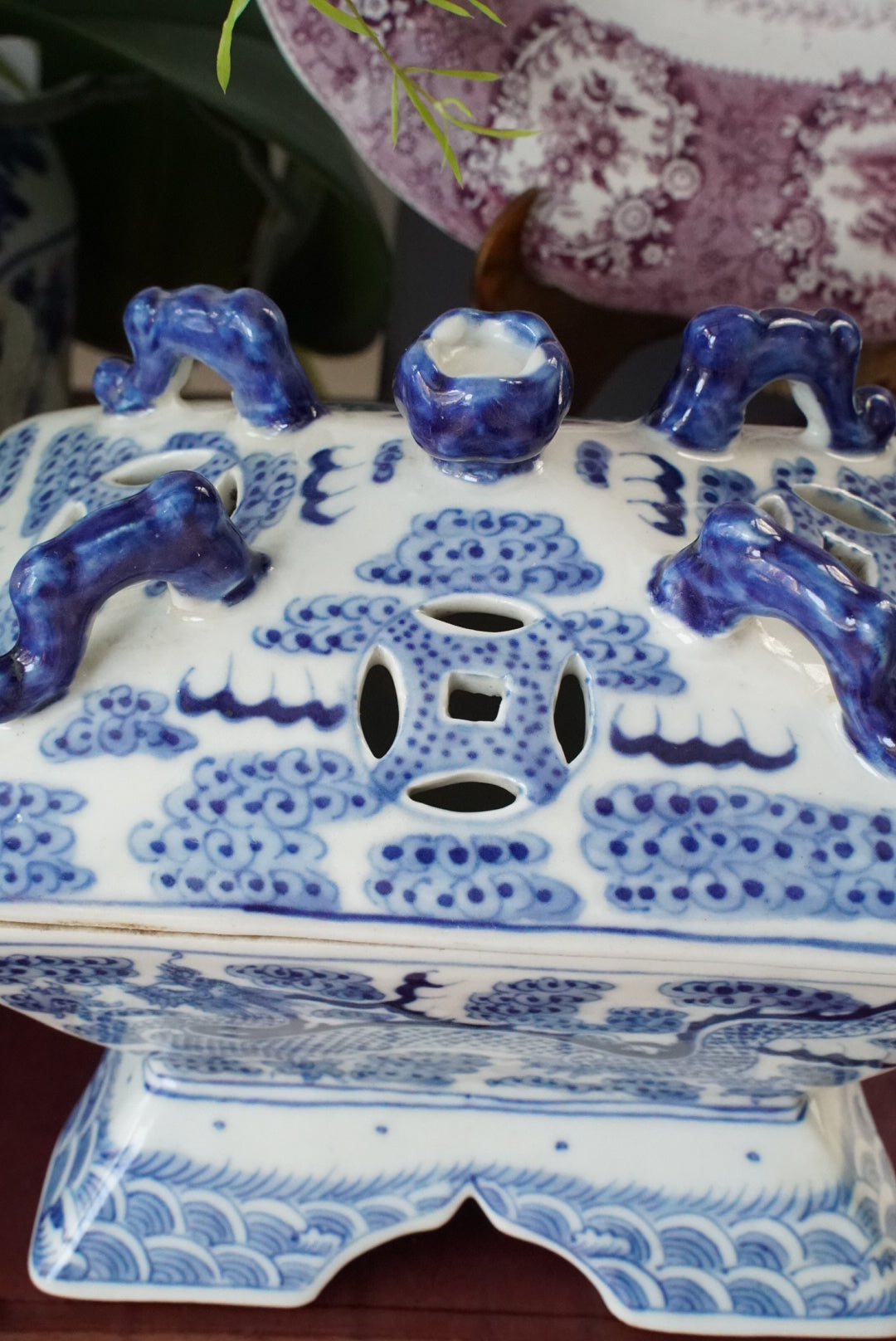 Blue and White Small Tureen in Dragon Motif
